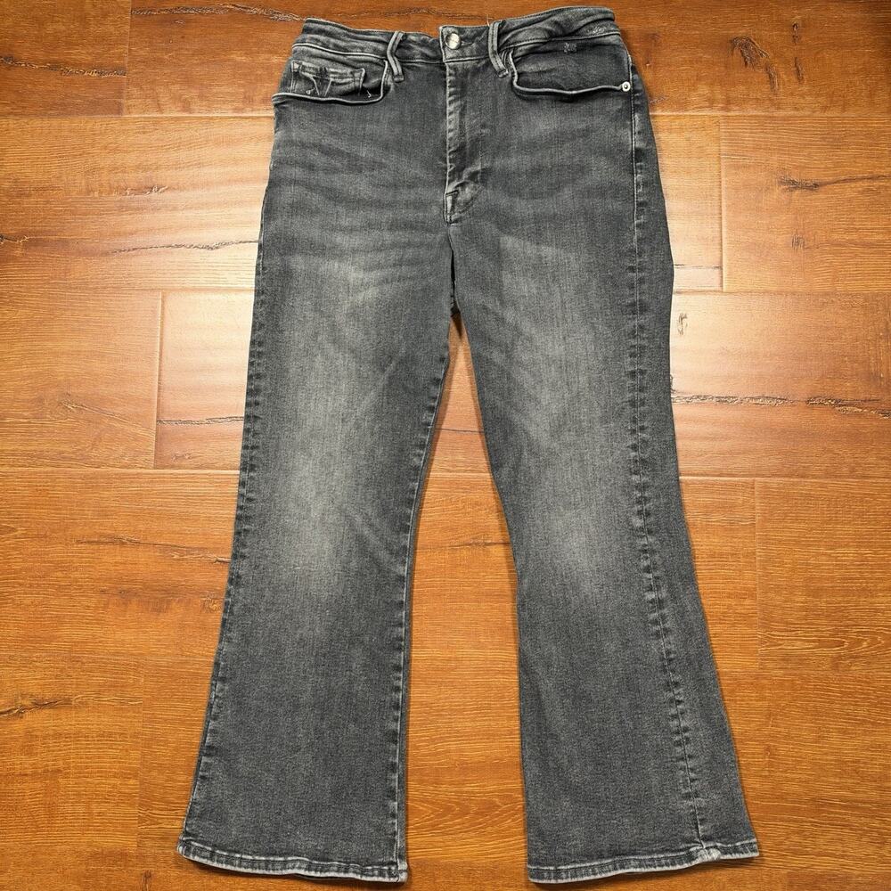 Frame Le One Crop Mini Boot Jeans Womens 2 28x26 Black Mid Wash Flared Bootcut